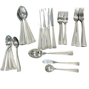 42 PC CAMBRIDGE 11/20 STAINLESS FLATWARE Gratitude PATTERN BRUSHED BEADED GLOSSY